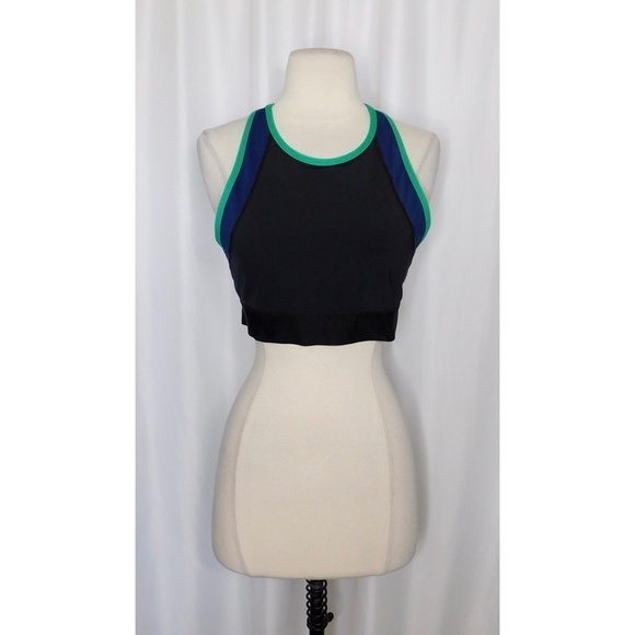 ALALA Colorblock Sports Bra Jade Green Navy Black Activewear Sporty Medium - Picture 3 of 11